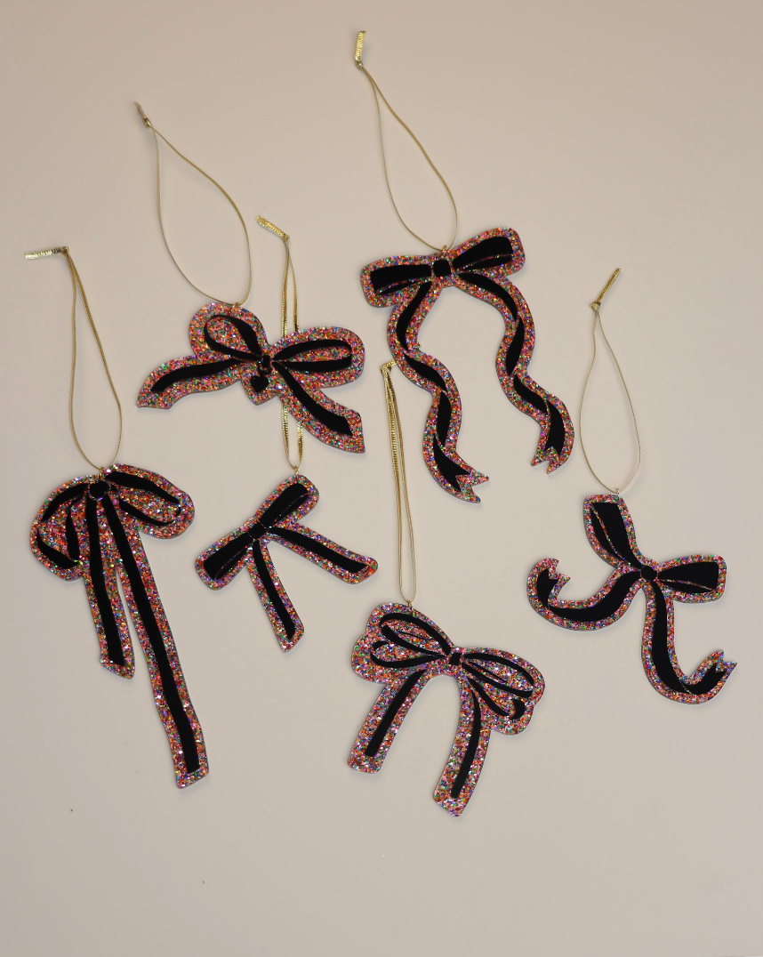 Confetti Bow Ornaments (6pc)